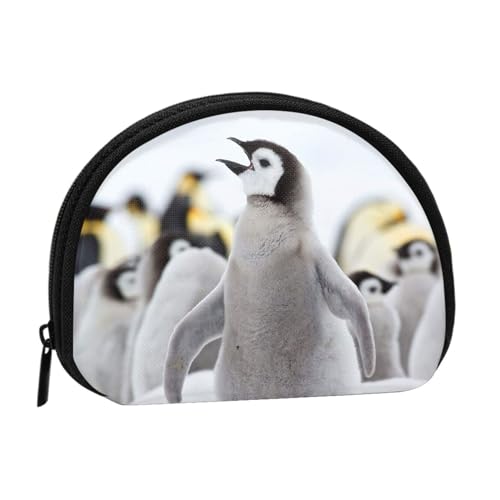 Aufbewahrungstasche mit Blumen und Schmetterlingen, kompakte und praktische Brieftasche für Kleingeld, Niedliches Pinguin-Tiermuster, Einheitsgröße von FEETOX