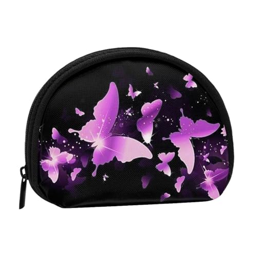 Blaue und rosa Feuerschalen-Aufbewahrungstasche, kompakte und praktische Brieftasche für Kleingeld, Schmetterling lila, Einheitsgröße von FEETOX