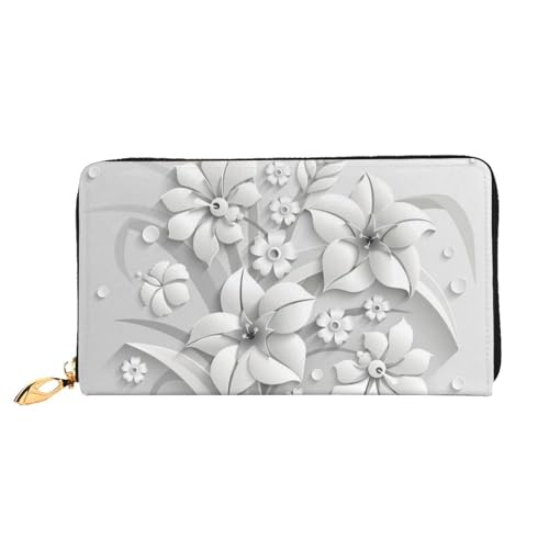 Blume Lange Kupplung Brieftasche Leder Geldbörsen Clutch Leder Geldbörsen Mode Leder Geldtasche Lange Bifold Leder Billfold, Schwarz , Einheitsgröße von FEETOX