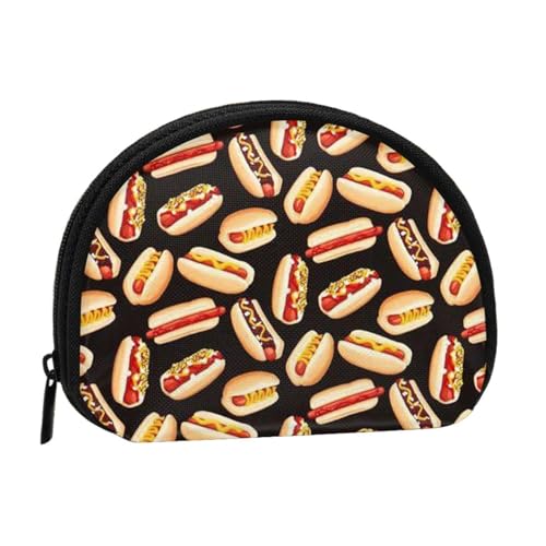 Bunte Fischmuschel-Aufbewahrungstasche, kompakte und praktische Brieftasche für Kleingeld, Lustiges Essen Hot Dogs, Einheitsgröße von FEETOX