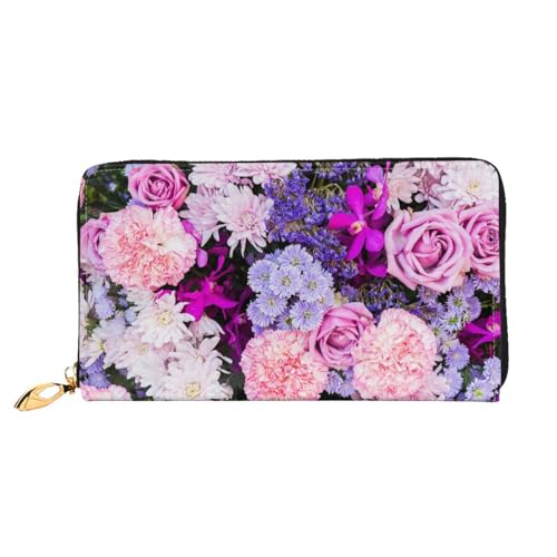 Bunte Natur Blume Lange Kupplung Brieftasche Leder Geldbörsen Kupplung Leder Brieftaschen Mode Leder Geldtasche Lange Bifold Leder Billfold, Schwarz , Einheitsgröße von FEETOX