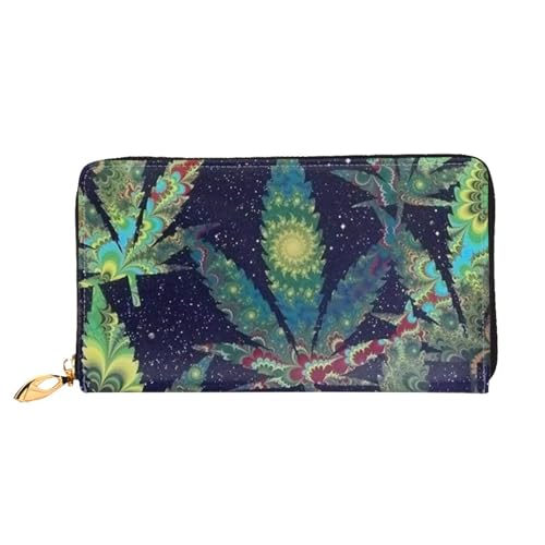 FEETOX A Puff in Time Weed Lange Clutch Geldbörse Leder Geldbörsen Clutch Leder Geldbörsen Mode Leder Geldtasche Lange Bifold Leder Billfold, Schwarz , Einheitsgröße von FEETOX