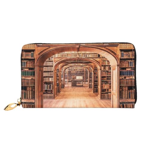 FEETOX Bibliothek Bücherregal Lange Kupplung Brieftasche Leder Geldbörsen Clutch Leder Brieftaschen Mode Leder Geldtasche Lange Bifold Leder Billfold, Schwarz , Einheitsgröße von FEETOX