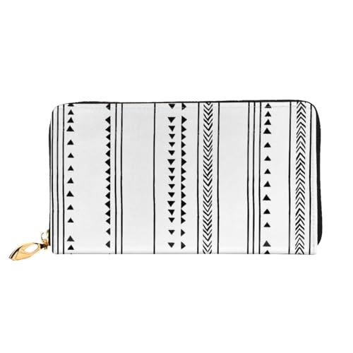 FEETOX Boho Dreieck Streifen Lange Clutch Geldbörse Leder Geldbörsen Clutch Leder Geldbörsen Mode Leder Geldtasche Lange Bifold Leder Billfold, Schwarz , Einheitsgröße von FEETOX