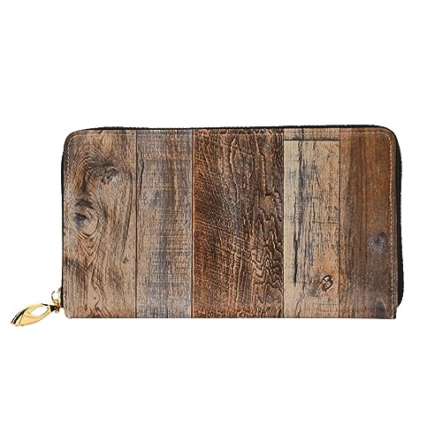 FEETOX Braun Holz Lange Kupplung Brieftasche Leder Geldbörsen Clutch Leder Geldbörsen Mode Leder Geldtasche Lange Bifold Leder Billfold, Schwarz , Einheitsgröße von FEETOX