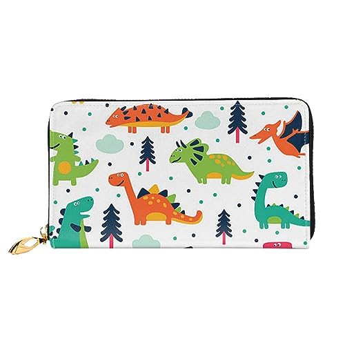 FEETOX Bunte Dinosaurier Lange Kupplung Brieftasche Leder Geldbörsen Clutch Leder Brieftaschen Mode Leder Geldtasche Lange Bifold Leder Billfold, Schwarz , Einheitsgröße von FEETOX