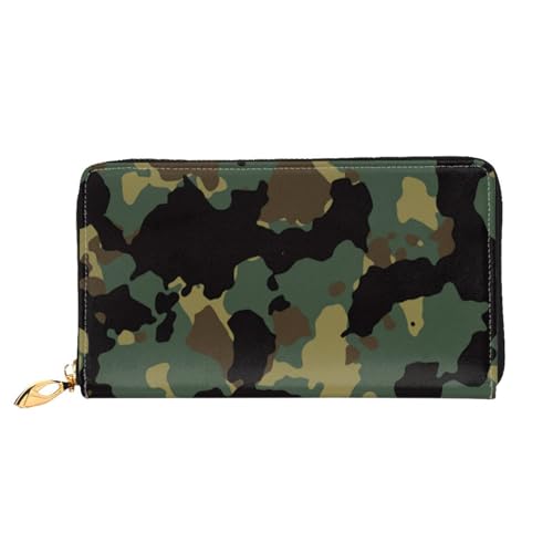 FEETOX Camouflage Muster Lange Kupplung Brieftasche Leder Geldbörsen Clutch Leder Brieftaschen Mode Leder Geldtasche Lange Bifold Leder Billfold, Schwarz , Einheitsgröße von FEETOX