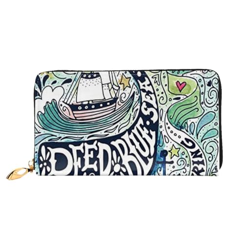 FEETOX Deep Blue Animal Whale Long Clutch Wallet Leather Geldbörsen Clutch Leather Wallets Fashion Leather Moneybag Long Bifold Leather Billfold, Schwarz , Einheitsgröße von FEETOX