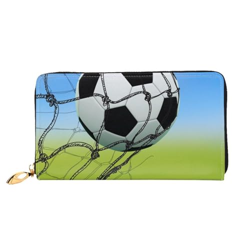 FEETOX Fußball Netzwerk Lange Kupplung Brieftasche Leder Geldbörsen Clutch Leder Brieftaschen Mode Leder Geldtasche Lange Bifold Leder Billfold, Schwarz , Einheitsgröße von FEETOX