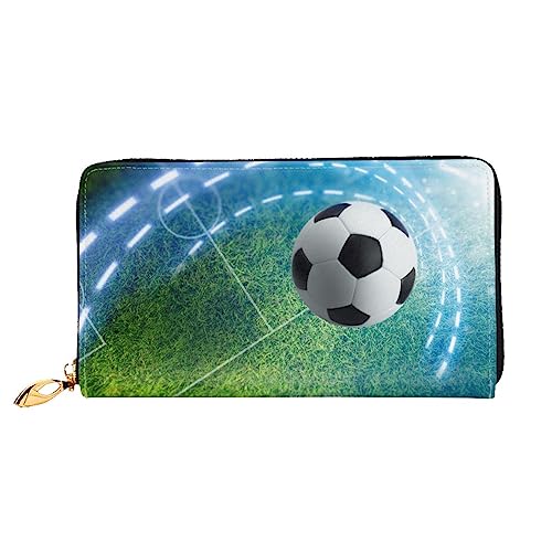 FEETOX Fußball Sport Ball Lange Clutch Brieftasche Leder Geldbörsen Clutch Leder Geldbörsen Mode Leder Geldtasche Lange Bifold Leder Billfold, Schwarz , Einheitsgröße von FEETOX