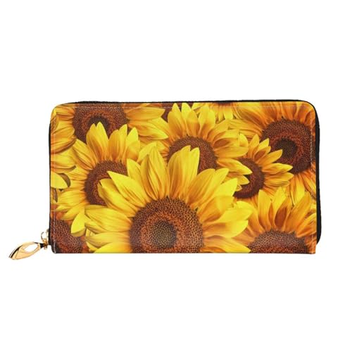 FEETOX Gelbe Sonnenblume Lange Kupplung Brieftasche Leder Geldbörsen Clutch Leder Geldbörsen Mode Leder Geldtasche Lange Bifold Leder Billfold, Schwarz , Einheitsgröße von FEETOX