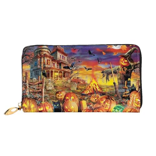 FEETOX Halloween Schädel Lange Clutch Geldbörse Leder Geldbörsen Clutch Leder Geldbörsen Mode Leder Geldtasche Lange Bifold Leder Billfold, Schwarz , Einheitsgröße von FEETOX