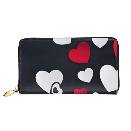 FEETOX Happy Valentine's Day Lange Clutch Geldbörse Leder Geldbörsen Clutch Leder Geldbörsen Mode Leder Geldtasche Lange Bifold Leder Billfold, Schwarz , Einheitsgröße von FEETOX