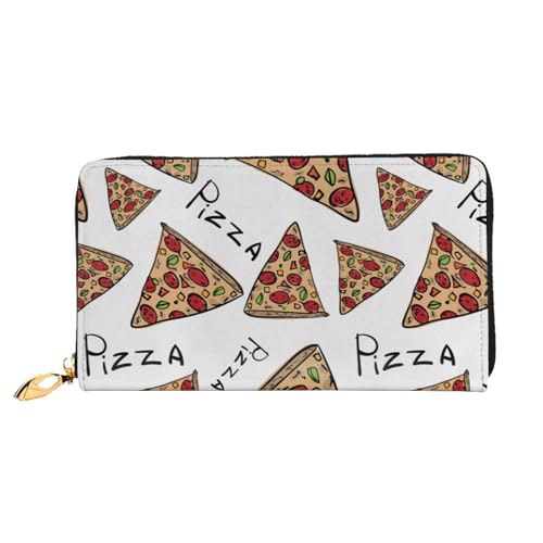 FEETOX Lange Handheld Leder Geldbörse Mode Pizza Muster Brieftasche Business Leder Pocketbook Geldtasche für Geschenke, Schwarz , Einheitsgröße von FEETOX