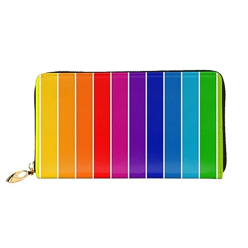 FEETOX Lange Handheld Leder Geldbörse Mode Regenbogen Streifen Brieftasche Business Leder Pocketbook Geldtasche für Geschenke, Schwarz , Einheitsgröße von FEETOX