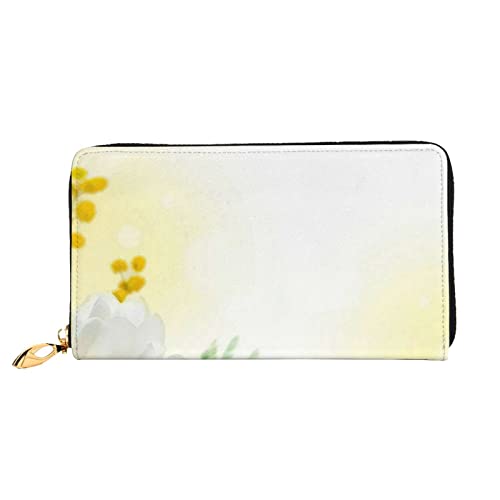 FEETOX Lange Handheld Leder Geldbörse Mode Weiß Tulpen Blumen Brieftasche Business Leder Pocketbook Geldtasche für Geschenke, Schwarz , Einheitsgröße von FEETOX