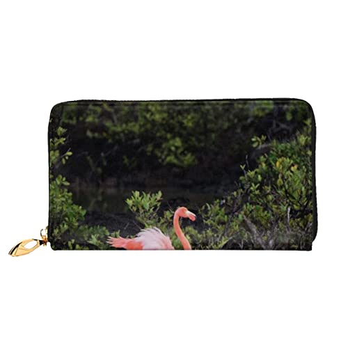 FEETOX Lange Handheld Leder Geldbörse Mode Zwei Flamingos Brieftasche Business Leder Pocketbook Geldtasche für Geschenke, Schwarz , Einheitsgröße von FEETOX