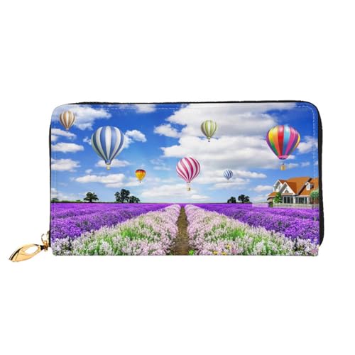 FEETOX Lavendel Heißluftballon Lange Kupplung Brieftasche Leder Geldbörsen Clutch Leder Geldbörsen Mode Leder Geldtasche Lange Bifold Leder Billfold, Schwarz , Einheitsgröße von FEETOX