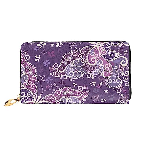 FEETOX Lila Schmetterlinge Lange Clutch Geldbörse Leder Geldbörsen Clutch Leder Geldbörsen Mode Leder Geldtasche Lange Bifold Leder Billfold, Schwarz , Einheitsgröße von FEETOX