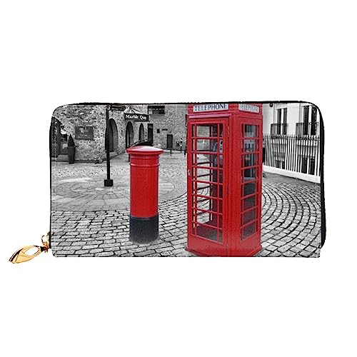 FEETOX London Rote Telefonzelle Lange Kupplung Brieftasche Leder Geldbörsen Clutch Leder Geldbörsen Mode Leder Geldtasche Lange Bifold Leder Billfold, Schwarz , Einheitsgröße von FEETOX