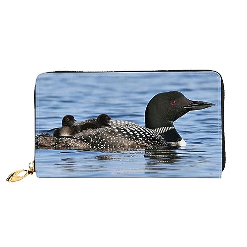 FEETOX Loon Birds Lange Clutch Geldbörse Leder Geldbörsen Clutch Leder Geldbörsen Mode Leder Geldtasche Lange Bifold Leder Billfold, Schwarz , Einheitsgröße von FEETOX