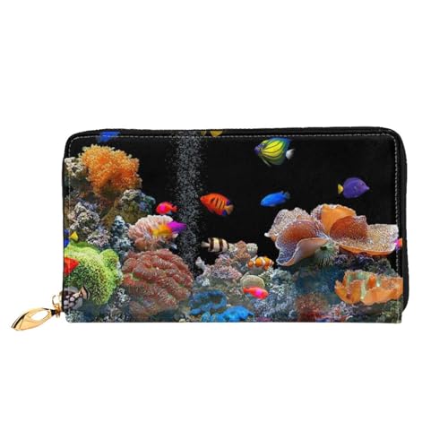 FEETOX Marine Life Lange Clutch Geldbörse Leder Geldbörsen Clutch Leder Geldbörsen Mode Leder Geldtasche Lange Bifold Leder Billfold, Schwarz , Einheitsgröße von FEETOX