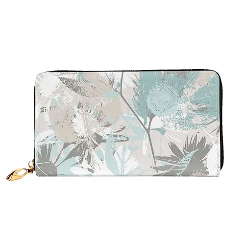 FEETOX Mintgrau Blätter Lange Clutch Brieftasche Leder Geldbörsen Clutch Leder Geldbörsen Mode Leder Geldtasche Lange Bifold Leder Billfold, Schwarz , Einheitsgröße von FEETOX