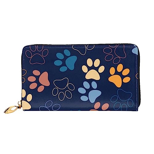 FEETOX Nette Hund Pfote Lange Clutch Brieftasche Leder Geldbörsen Clutch Leder Geldbörsen Mode Leder Geldtasche Lange Bifold Leder Billfold, Schwarz , Einheitsgröße von FEETOX