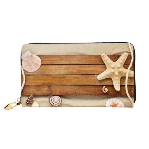 FEETOX Ocean Beach Thema Lange Clutch Geldbörse Leder Geldbörsen Clutch Leder Geldbörsen Mode Leder Geldtasche Lange Bifold Leder Billfold, Schwarz , Einheitsgröße von FEETOX