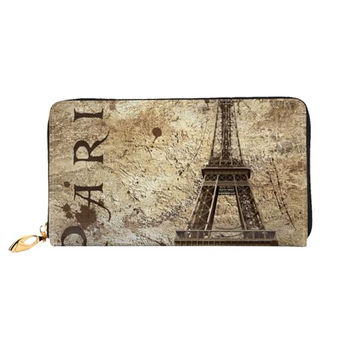 FEETOX Paris Eiffelturm Lange Clutch Geldbörse Leder Geldbörsen Clutch Leder Geldbörsen Mode Leder Geldtasche Lange Bifold Leder Billfold, Schwarz , Einheitsgröße von FEETOX