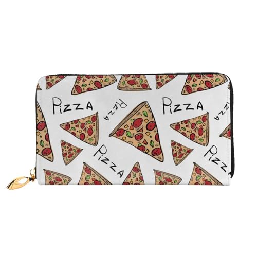 FEETOX Pizza Muster Lange Kupplung Brieftasche Leder Geldbörsen Clutch Leder Geldbörsen Mode Leder Geldtasche Lange Bifold Leder Billfold, Schwarz , Einheitsgröße von FEETOX