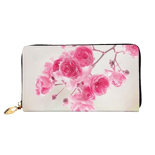 FEETOX Rosa Blumen Lange Kupplung Brieftasche Leder Geldbörsen Clutch Leder Geldbörsen Mode Leder Geldtasche Lange Bifold Leder Billfold, Schwarz , Einheitsgröße von FEETOX