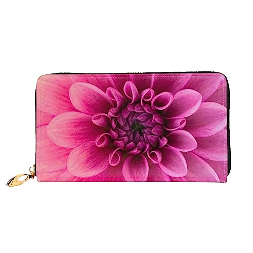 FEETOX Rosa Dahlia Lange Clutch Geldbörse Leder Geldbörsen Clutch Leder Geldbörsen Mode Leder Geldtasche Lange Bifold Leder Billfold, Schwarz , Einheitsgröße von FEETOX