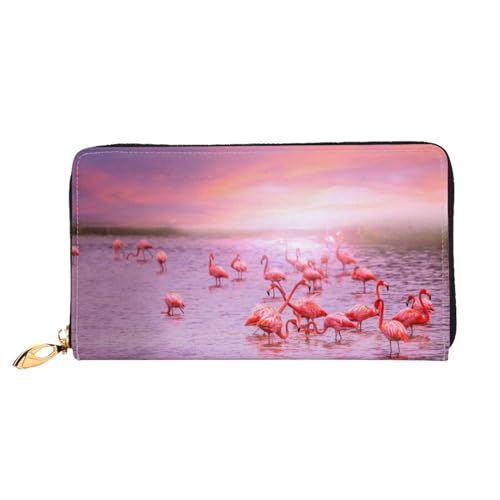 FEETOX Rosa Flamingos Lange Clutch Geldbörse Leder Geldbörsen Clutch Leder Geldbörsen Mode Leder Geldtasche Lange Bifold Leder Billfold, Schwarz , Einheitsgröße von FEETOX