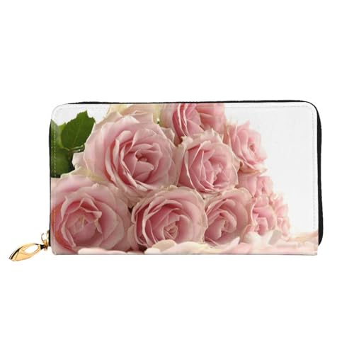 FEETOX Rosa Rosen Lange Clutch Geldbörse Leder Geldbörsen Clutch Leder Geldbörsen Mode Leder Geldtasche Lange Bifold Leder Billfold, Schwarz , Einheitsgröße von FEETOX