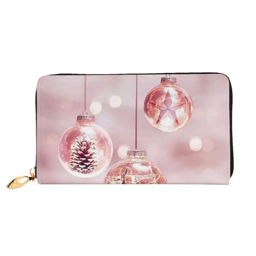 FEETOX Rosa Weihnachten Ball Lange Kupplung Brieftasche Leder Geldbörsen Clutch Leder Geldbörsen Mode Leder Geldtasche Lange Bifold Leder Billfold, Schwarz , Einheitsgröße von FEETOX