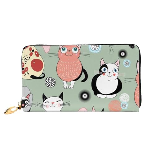 FEETOX Schöne Cartoon Katzen Lange Kupplung Brieftasche Leder Geldbörsen Kupplung Leder Brieftaschen Mode Leder Geldtasche Lange Bifold Leder Billfold, Schwarz , Einheitsgröße von FEETOX