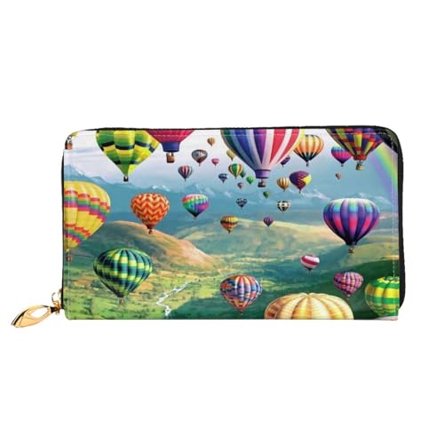 FEETOX Schöne Heißluftballon Lange Kupplung Brieftasche Leder Geldbörsen Kupplung Leder Brieftaschen Mode Leder Geldtasche Lange Bifold Leder Billfold, Schwarz , Einheitsgröße von FEETOX