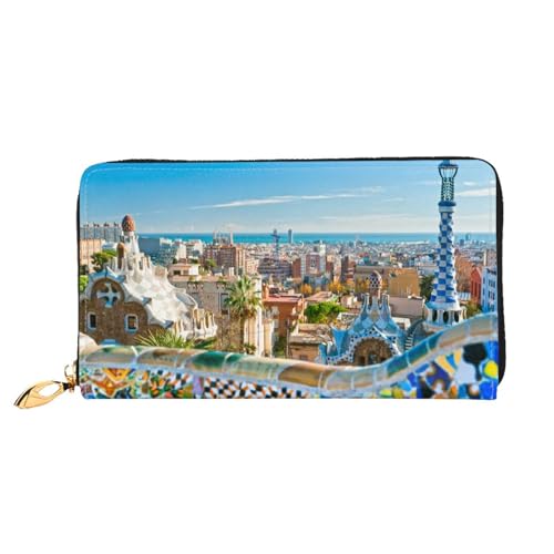 FEETOX Spanien Wasser Stadt Lange Kupplung Brieftasche Leder Geldbörsen Clutch Leder Geldbörsen Mode Leder Geldtasche Lange Bifold Leder Billfold, Schwarz , Einheitsgröße von FEETOX