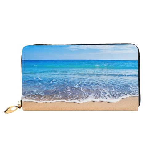 FEETOX Strand und Meer Lange Kupplung Brieftasche Leder Geldbörsen Clutch Leder Geldbörsen Mode Leder Geldtasche Lange Bifold Leder Billfold, Schwarz , Einheitsgröße von FEETOX