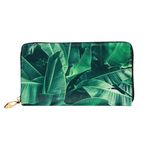 FEETOX Tropische Bananenblatt Lange Kupplung Brieftasche Leder Geldbörsen Clutch Leder Geldbörsen Mode Leder Geldtasche Lange Bifold Leder Billfold, Schwarz , Einheitsgröße von FEETOX