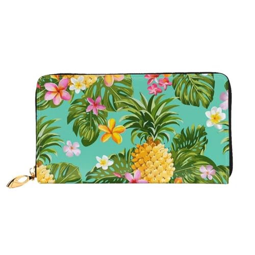 FEETOX Tropische Frucht Ananas Lange Kupplung Brieftasche Leder Geldbörsen Clutch Leder Geldbörsen Mode Leder Geldtasche Lange Bifold Leder Billfold, Schwarz , Einheitsgröße von FEETOX