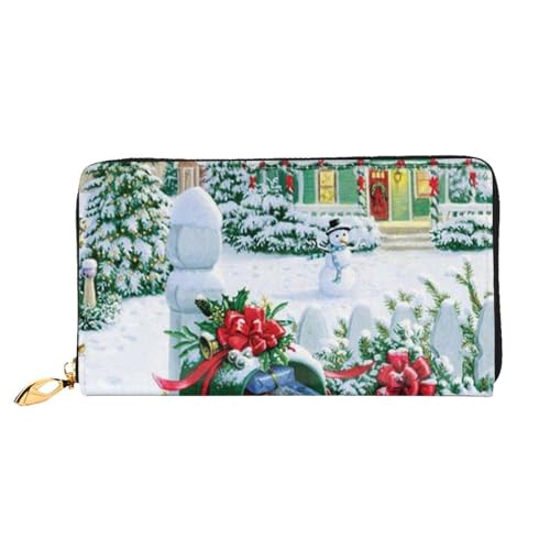 FEETOX Weihnachten Briefkasten und Geschenke Lange Clutch Geldbörse Leder Geldbörsen Clutch Leder Geldbörsen Mode Leder Geldtasche Lange Bifold Leder Billfold, Schwarz , Einheitsgröße von FEETOX