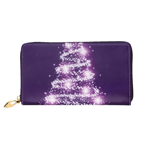 FEETOX Weihnachten Lila Baum Lange Kupplung Brieftasche Leder Geldbörsen Clutch Leder Geldbörsen Mode Leder Geldtasche Lange Bifold Leder Billfold, Schwarz , Einheitsgröße von FEETOX