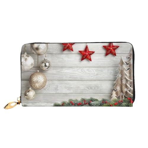 FEETOX Weihnachtsbaum und Glocken Lange Clutch Geldbörse Leder Geldbörsen Clutch Leder Geldbörsen Mode Leder Geldtasche Lange Bifold Leder Billfold, Schwarz , Einheitsgröße von FEETOX