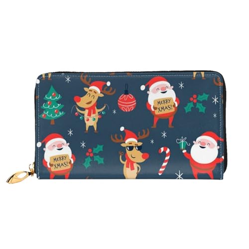 FEETOX Weihnachtsmann Weihnachten Lange Kupplung Geldbörse Leder Geldbörsen Clutch Leder Geldbörsen Mode Leder Geldtasche Lange Bifold Leder Billfold, Schwarz , Einheitsgröße von FEETOX