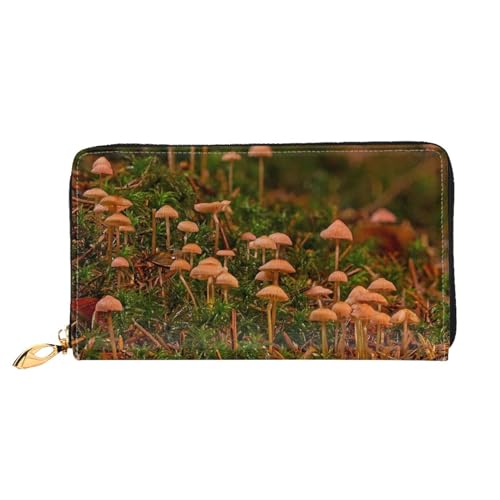 FEETOX Wild Mushroom Lange Clutch Geldbörse Leder Geldbörsen Clutch Leder Geldbörsen Mode Leder Geldtasche Lange Bifold Leder Billfold, Schwarz , Einheitsgröße von FEETOX