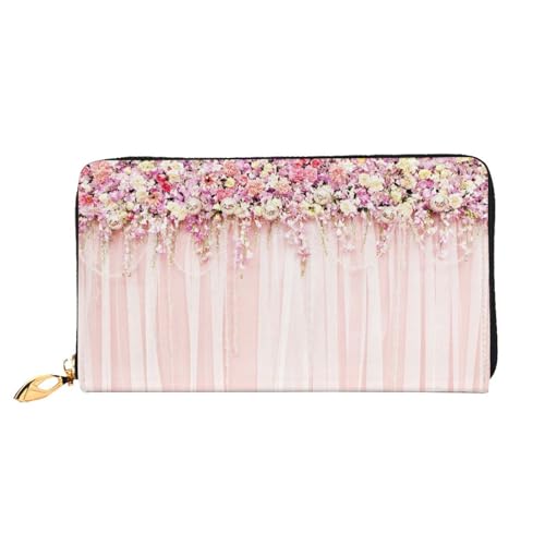 Floral Wand Lange Kupplung Brieftasche Leder Geldbörsen Clutch Leder Geldbörsen Mode Leder Geldtasche Lange Bifold Leder Billfold, Schwarz , Einheitsgröße von FEETOX