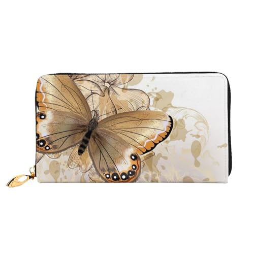 Floral mit Schmetterling Lange Clutch Geldbörse Leder Geldbörsen Clutch Leder Geldbörsen Mode Leder Geldtasche Lange Bifold Leder Billfold, Schwarz , Einheitsgröße von FEETOX