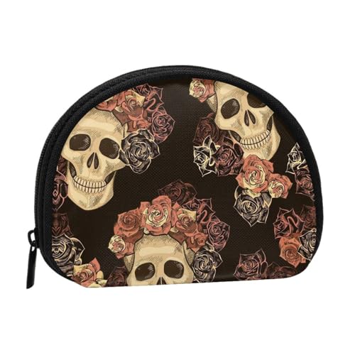 Hot Dogs and Lemonade Shell Aufbewahrungstasche, kompakte und praktische Brieftasche für Kleingeld, Rose Skull, Einheitsgröße von FEETOX